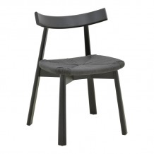 Καρέκλα Clareta pakoworld rubberwood-σχοινί σε μαύρη απόχρωση 53x55x79εκ c502398