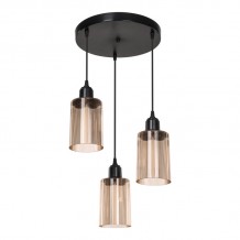 Φωτιστικό οροφής τρίφωτο Ε27 μαύρο amber Φ30x80εκ c502411