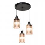 Φωτιστικό οροφής τρίφωτο Ε27 μαύρο amber Φ30x80εκ c502411