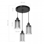 Φωτιστικό οροφής τρίφωτο Ε27 μαύρο amber Φ30x80εκ c502411