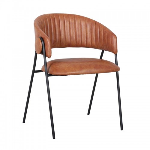 ALFRED Πολυθρόνα Μέταλλο Βαφή Μαύρο PU Camel SET 2τμχ c502477