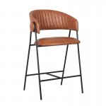 ALFRED Σκαμπό BAR Μέταλλο Βαφή Μαύρο PU Camel SET 2τμχ c502479