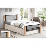 ΝΕΤ Κρεβάτι Μονό για Στρώμα 90x190cm Μέταλλο Βαφή Μαύρο Ξύλο Φυσικό c502480