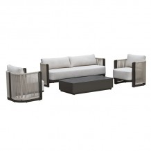 BOSTON Living Set Σαλόνι Καθιστικό Κήπου - Βεράντας Alu Ανθρακί - Μπεζ c502485