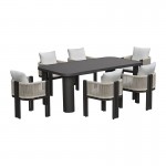 BOSTON Dining Set Τραπεζαρία Κήπου Βεράντας Τραπέζι 6 Πολυθρόνες Alu Ανθρακί - Μπεζ c502486