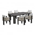 BOSTON Dining Set Τραπεζαρία Κήπου Βεράντας Τραπέζι 6 Πολυθρόνες Alu Ανθρακί - Μπεζ c502486
