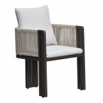 BOSTON Dining Set Τραπεζαρία Κήπου Βεράντας Τραπέζι 6 Πολυθρόνες Alu Ανθρακί - Μπεζ c502486