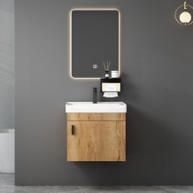 IDEA-4 Set Έπιπλο Κρεμαστό Μπάνιου Φυσικό Καθρέπτης LED Πάγκος με Νιπτήρα και Μπαταρία c502493