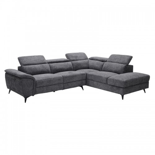 ROMEO Καναπές-Relax Αριστερή Γωνία Ύφασμα Γκρι Αποθ χώρος Μία θέση με ηλεκτρική ανάκληση c502498