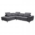 ROMEO Καναπές-Relax Δεξιά Γωνία Ύφασμα Γκρι Αποθ χώρος Μία θέση με ηλεκτρική ανάκληση c502499