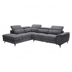 ROMEO Καναπές-Relax Δεξιά Γωνία Ύφασμα Γκρι Αποθ χώρος Μία θέση με ηλεκτρική ανάκληση c502499