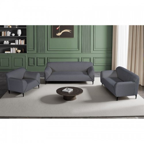 VICTORIA Set Σαλόνι-Καθιστικό Πολυθρόνα-2Θέσιος-3Θέσιος Ύφασμα Σκούρο Γκρι c502502