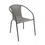 BALENO-W Πολυθρόνα Στοιβαζόμενη Μέταλλο Βαφή Μαύρο Wicker Mixed Grey c502503