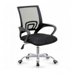 BF2101-W Πολυθρόνα Γραφείου χωρίς Ανάκλιση Μέταλλο Χρώμιο Mesh Μαύρο c502505