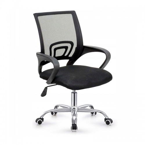 BF2101-W Πολυθρόνα Γραφείου χωρίς Ανάκλιση Μέταλλο Χρώμιο Mesh Μαύρο c502505