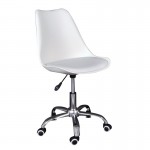 MARTIN-W Καρέκλα Γραφείου Βάση Χρώμιο PP Pu Άσπρο Μονταρισμένη Ταπετσαρία c502506