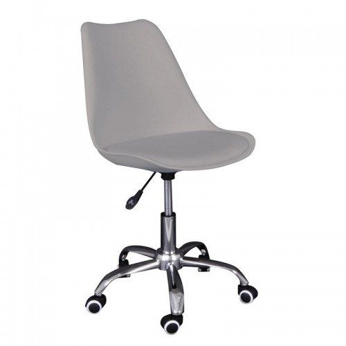 MARTIN-W Καρέκλα Γραφείου Βάση Χρώμιο PP Pu Γκρι Μονταρισμένη Ταπετσαρία c502516
