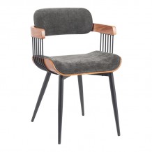 Πολυθρόνα Cameo pakoworld μέταλλο μαύρο-καρυδί ξύλο-ανθρακί ύφασμα 53x49 5x75 5εκ c502526