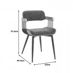 Πολυθρόνα Cameo pakoworld μέταλλο μαύρο-καρυδί ξύλο-ανθρακί ύφασμα 53x49 5x75 5εκ c502526