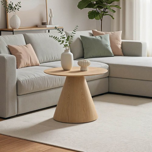 Τραπέζι σαλονιού Donda pakoworld mdf σε sonoma απόχρωση Φ60x40εκ c502528