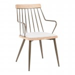 Πολυθρόνα Posse pakoworld μέταλλο μπρονζέ-white wash ξύλο-μπεζ ύφασμα 52x59x83εκ c502529