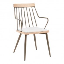 Πολυθρόνα Posse pakoworld μέταλλο μπρονζέ-white wash ξύλο-μπεζ ύφασμα 52x59x83εκ c502529