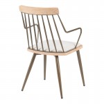 Πολυθρόνα Posse pakoworld μέταλλο μπρονζέ-white wash ξύλο-μπεζ ύφασμα 52x59x83εκ c502529