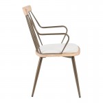 Πολυθρόνα Posse pakoworld μέταλλο μπρονζέ-white wash ξύλο-μπεζ ύφασμα 52x59x83εκ c502529