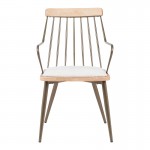 Πολυθρόνα Posse pakoworld μέταλλο μπρονζέ-white wash ξύλο-μπεζ ύφασμα 52x59x83εκ c502529