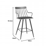 Σκαμπό μπαρ Posse pakoworld μέταλλο μαύρο-καρυδί ξύλο-μαύρο pu 48x54x92 5εκ c502530