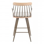 Σκαμπό μπαρ Posse pakoworld μέταλλο μπρονζε-white wash ξύλο-μπεζ ύφασμα 48x54x92 5εκ c502532