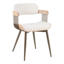 Πολυθρόνα Cameo pakoworld μέταλλο μπρονζέ-white-wash ξύλο-μπέζ ύφασμα 53x49 5x75 5εκ c502536