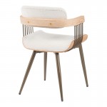 Πολυθρόνα Cameo pakoworld μέταλλο μπρονζέ-white-wash ξύλο-μπέζ ύφασμα 53x49 5x75 5εκ c502536