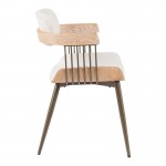 Πολυθρόνα Cameo pakoworld μέταλλο μπρονζέ-white-wash ξύλο-μπέζ ύφασμα 53x49 5x75 5εκ c502536