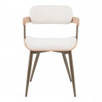 Πολυθρόνα Cameo pakoworld μέταλλο μπρονζέ-white-wash ξύλο-μπέζ ύφασμα 53x49 5x75 5εκ c502536