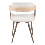 Πολυθρόνα Cameo pakoworld μέταλλο μπρονζέ-white-wash ξύλο-μπέζ ύφασμα 53x49 5x75 5εκ c502536