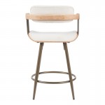 Σκαμπό μπαρ Cameo pakoworld περιστρεφόμενο μέταλλο μπρονζέ-white-wash ξύλο-μπέζ ύφασμα 53x50x93εκ c502537