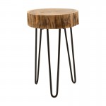 Βοηθητικό τραπέζι Tripp Ι pakoworld μασίφ ξύλο ακακίας σε φυσική απόχρωση-μαύρα μεταλλικά πόδια Φ32x47εκ c502546