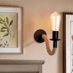 Φωτιστικό τοίχου-απλίκα Kaniwel pakoworld E27 μέταλλο και σχοινί σε μαύρη-φυσική απόχρωση 28x10x10εκ c502578