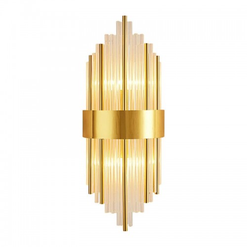 Φωτιστικό τοίχου-απλίκα Fenzy pakoworld E14 μέταλλο χρυσό-λευκό Φ20x60εκ c502584