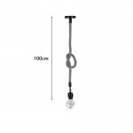 Φωτιστικό οροφής Vertuko pakoworld E27 σχοινί και μέταλλο σε φυσική-μαύρη απόχρωση Φ10x100εκ c502586