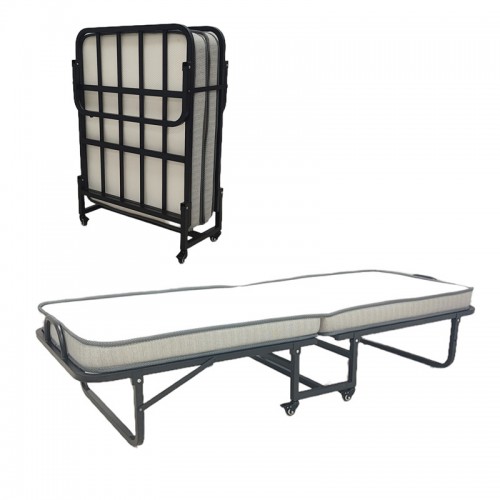 Ράντζο-κρεβάτι με στρώμα 10εκ Kamu pakoworld μαύρο 75x190εκ c502594