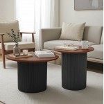 Tραπέζια σαλονιού Dovel pakoworld mdf σετ 2τεμ καρυδι-μαύρο c502603