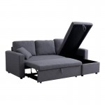 Γωνιακός αναστρέψιμος καναπές κρεβάτι Kamore pakoworld με αποθηκευτικό χώρο γκρι ύφασμα 223x146x85εκ c502608