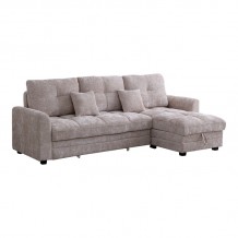 Γωνιακός αναστρέψιμος καναπές κρεβάτι Comfie pakoworld με αποθηκευτικό χώρο μπεζ ύφασμα 260x156x98εκ c502611