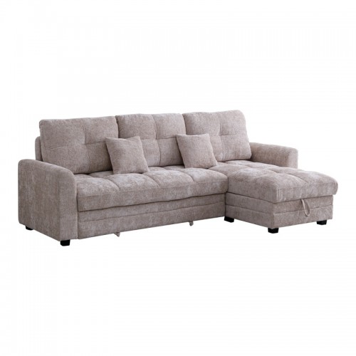 Γωνιακός αναστρέψιμος καναπές κρεβάτι Comfie pakoworld με αποθηκευτικό χώρο μπεζ ύφασμα 260x156x98εκ c502611