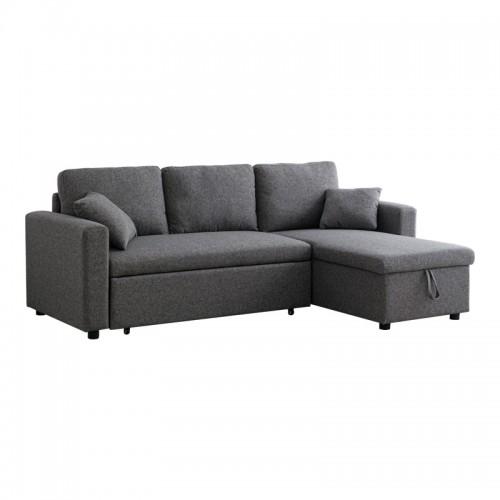 Γωνιακός αναστρέψιμος καναπές κρεβάτι Kamore pakoworld με αποθηκευτικό χώρο ανθρακί ύφασμα 223x146x85εκ c502613
