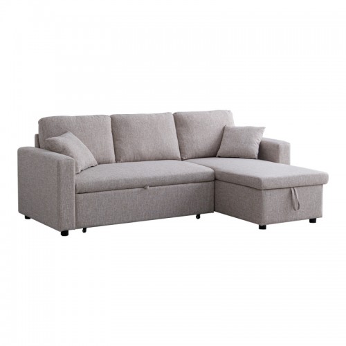 Γωνιακός αναστρέψιμος καναπές κρεβάτι Kamore pakoworld με αποθηκευτικό χώρο μπεζ ύφασμα 223x146x85εκ c502614