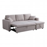 Γωνιακός αναστρέψιμος καναπές κρεβάτι Kamore pakoworld με αποθηκευτικό χώρο μπεζ ύφασμα 223x146x85εκ c502614