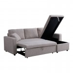 Γωνιακός αναστρέψιμος καναπές κρεβάτι Kamore pakoworld με αποθηκευτικό χώρο μπεζ ύφασμα 223x146x85εκ c502614